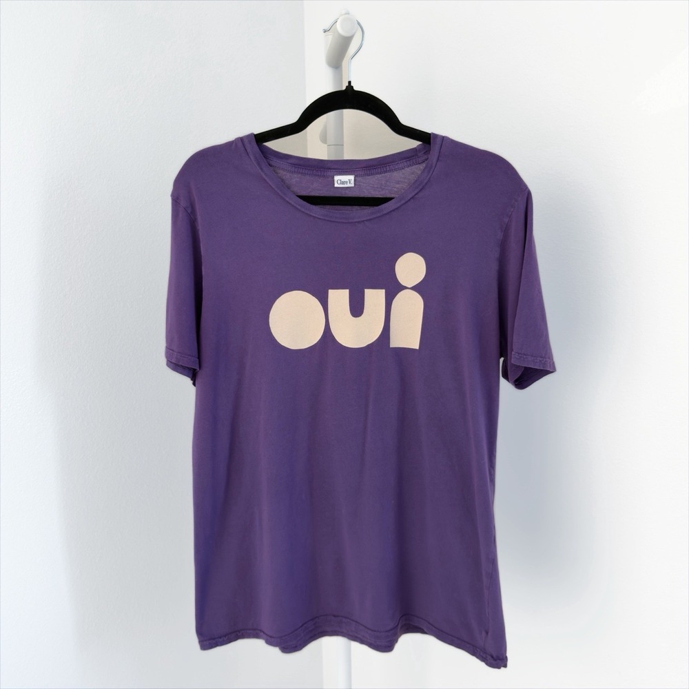 Clare V OUI Top Womens Medium Purple Relaxed 100% Cotton Quiet Luxury Made In LA